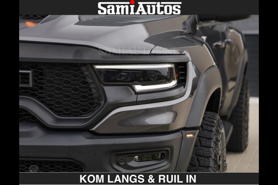Dodge Ram TRX HELLCAT 712 PK 6.2 V8 SUPERCHARGER | BLACK EDITION | BOM VOL | GRANITE MET ZWART LEDER RODE STIKSELS | CREW CAB DUBBELE CABINE DC | 5 PERSOONS GRIJS KENTEKEN |