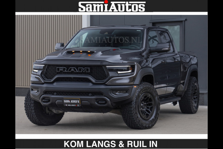 Dodge Ram TRX HELLCAT 712 PK 6.2 V8 SUPERCHARGER | BLACK EDITION | BOM VOL | GRANITE MET ZWART LEDER RODE STIKSELS | CREW CAB DUBBELE CABINE DC | 5 PERSOONS GRIJS KENTEKEN |