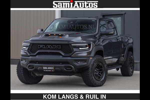 Dodge Ram TRX HELLCAT 712 PK 6.2 V8 SUPERCHARGER | BLACK EDITION | BOM VOL | GRANITE MET ZWART LEDER RODE STIKSELS | CREW CAB DUBBELE CABINE DC | 5 PERSOONS GRIJS KENTEKEN |