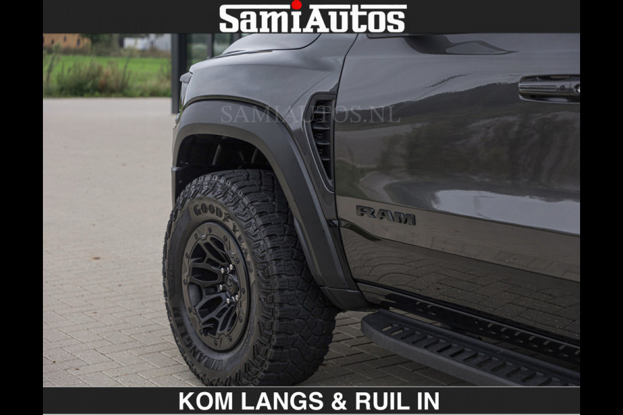 Dodge Ram TRX HELLCAT 712 PK 6.2 V8 SUPERCHARGER | BLACK EDITION | BOM VOL | GRANITE MET ZWART LEDER RODE STIKSELS | CREW CAB DUBBELE CABINE DC | 5 PERSOONS GRIJS KENTEKEN |