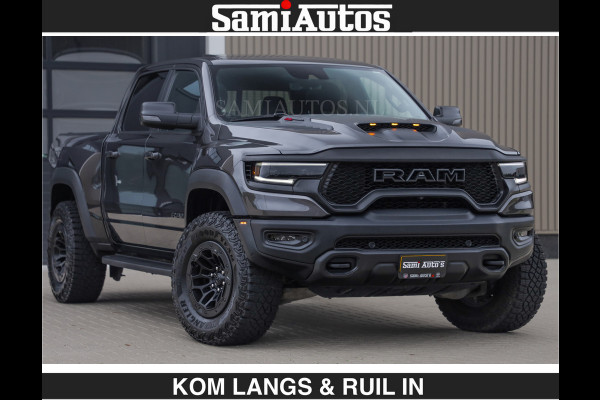 Dodge Ram TRX HELLCAT 712 PK 6.2 V8 SUPERCHARGER | BLACK EDITION | BOM VOL | GRANITE MET ZWART LEDER RODE STIKSELS | CREW CAB DUBBELE CABINE DC | 5 PERSOONS GRIJS KENTEKEN |