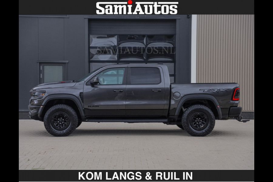 Dodge Ram TRX HELLCAT 712 PK 6.2 V8 SUPERCHARGER | BLACK EDITION | BOM VOL | GRANITE MET ZWART LEDER RODE STIKSELS | CREW CAB DUBBELE CABINE DC | 5 PERSOONS GRIJS KENTEKEN |