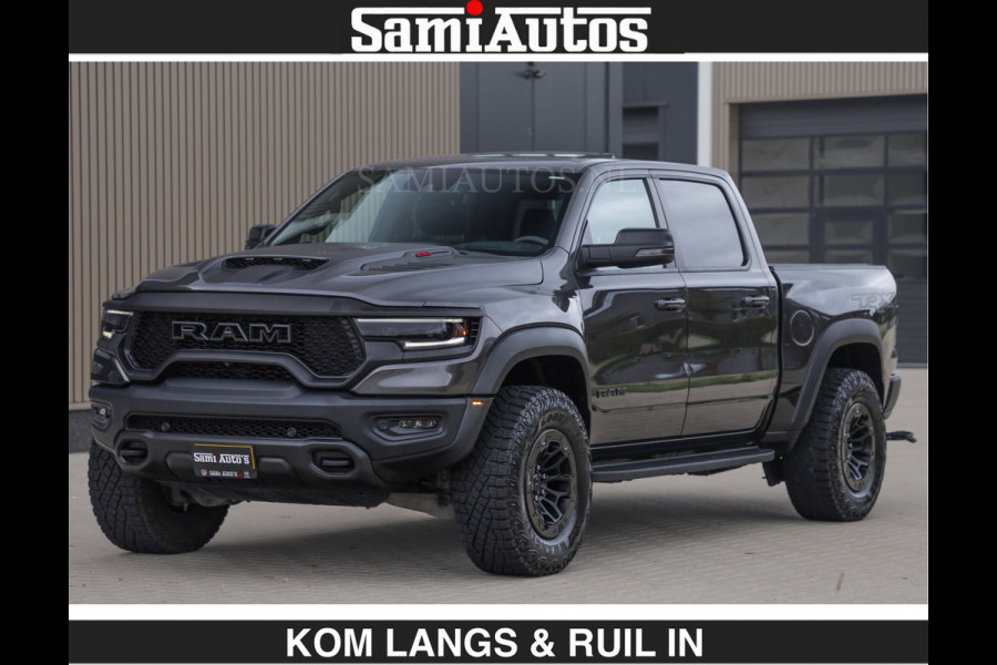 Dodge Ram TRX HELLCAT 712 PK 6.2 V8 SUPERCHARGER | BLACK EDITION | BOM VOL | GRANITE MET ZWART LEDER RODE STIKSELS | CREW CAB DUBBELE CABINE DC | 5 PERSOONS GRIJS KENTEKEN |