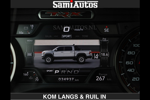 Dodge Ram TRX HELLCAT 712 PK 6.2 V8 SUPERCHARGER | BLACK EDITION | BOM VOL | GRANITE MET ZWART LEDER RODE STIKSELS | CREW CAB DUBBELE CABINE DC | 5 PERSOONS GRIJS KENTEKEN |