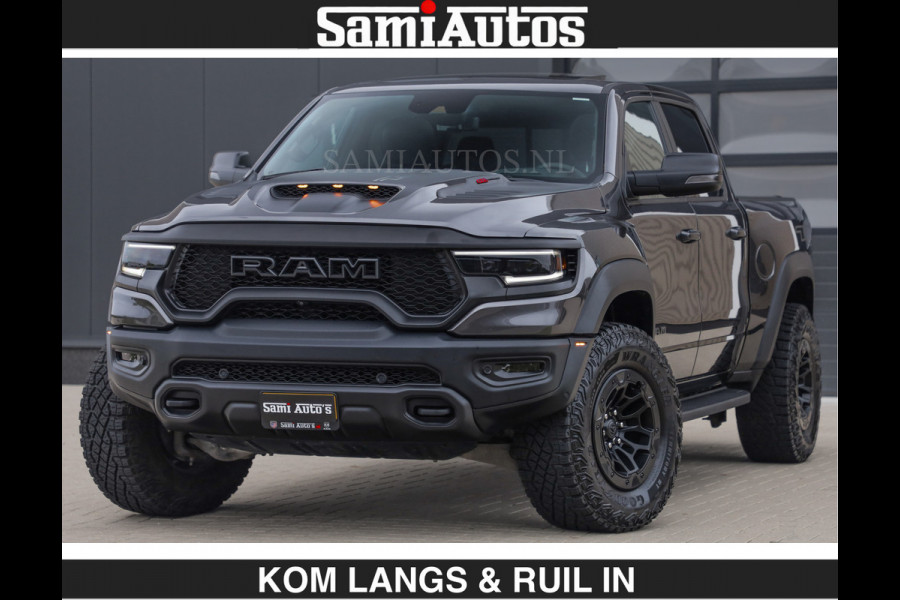 Dodge Ram TRX HELLCAT 712 PK 6.2 V8 SUPERCHARGER | BLACK EDITION | BOM VOL | GRANITE MET ZWART LEDER RODE STIKSELS | CREW CAB DUBBELE CABINE DC | 5 PERSOONS GRIJS KENTEKEN |