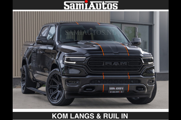 Dodge Ram BEAST | LIMITED 5.7 V8 HEMI | €69950,- excl | HUD | STRIPING | BREDE WIELEN | BLACK ON BLACK | LUCHTVERING | BOM VOL | DC | CREW CAB DUBBELE CABINE | 5 PERSOONS | GRIJSKENTEKEN |