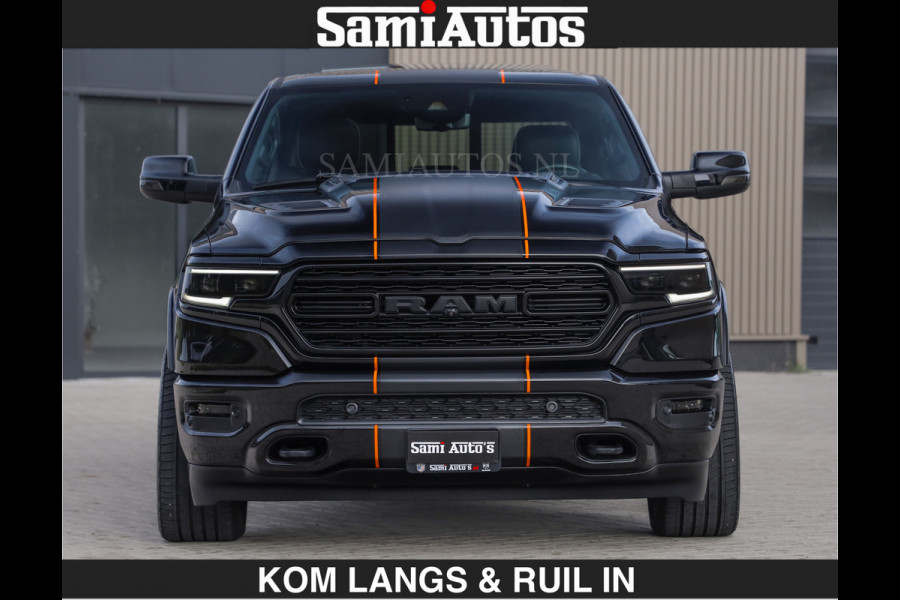 Dodge Ram BEAST | LIMITED 5.7 V8 HEMI | €69950,- excl | HUD | STRIPING | BREDE WIELEN | BLACK ON BLACK | LUCHTVERING | BOM VOL | DC | CREW CAB DUBBELE CABINE | 5 PERSOONS | GRIJSKENTEKEN |