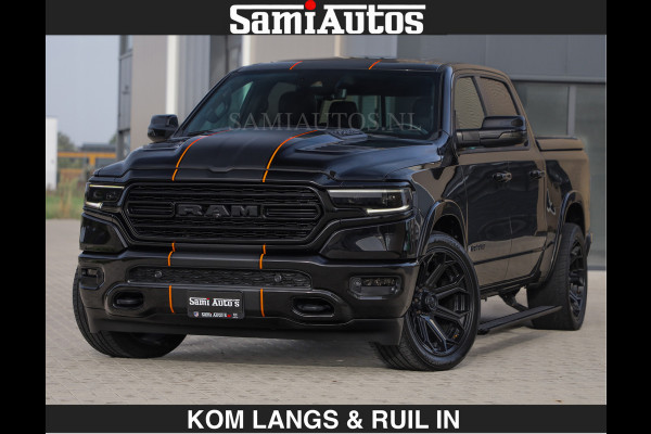 Dodge Ram BEAST | LIMITED 5.7 V8 HEMI | €69950,- excl | HUD | STRIPING | BREDE WIELEN | BLACK ON BLACK | LUCHTVERING | BOM VOL | DC | CREW CAB DUBBELE CABINE | 5 PERSOONS | GRIJSKENTEKEN |