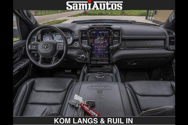 Dodge Ram BEAST | LIMITED 5.7 V8 HEMI | €69950,- excl | HUD | STRIPING | BREDE WIELEN | BLACK ON BLACK | LUCHTVERING | BOM VOL | DC | CREW CAB DUBBELE CABINE | 5 PERSOONS | GRIJSKENTEKEN |
