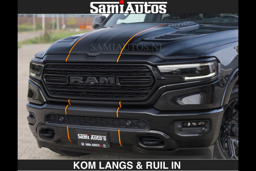 Dodge Ram BEAST | LIMITED 5.7 V8 HEMI | €69950,- excl | HUD | STRIPING | BREDE WIELEN | BLACK ON BLACK | LUCHTVERING | BOM VOL | DC | CREW CAB DUBBELE CABINE | 5 PERSOONS | GRIJSKENTEKEN |