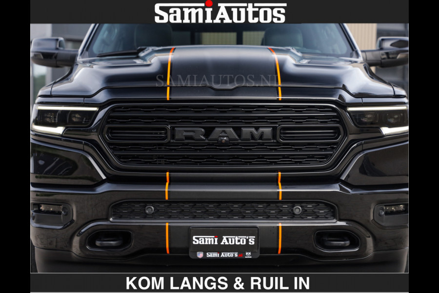 Dodge Ram BEAST | LIMITED 5.7 V8 HEMI | €69950,- excl | HUD | STRIPING | BREDE WIELEN | BLACK ON BLACK | LUCHTVERING | BOM VOL | DC | CREW CAB DUBBELE CABINE | 5 PERSOONS | GRIJSKENTEKEN |