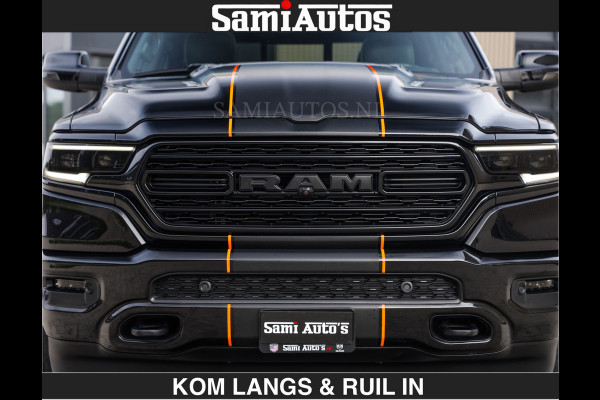 Dodge Ram BEAST | LIMITED 5.7 V8 HEMI | €69950,- excl | HUD | STRIPING | BREDE WIELEN | BLACK ON BLACK | LUCHTVERING | BOM VOL | DC | CREW CAB DUBBELE CABINE | 5 PERSOONS | GRIJSKENTEKEN |