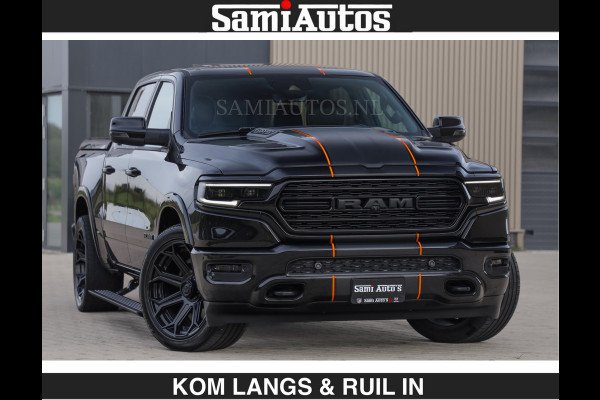 Dodge Ram BEAST | LIMITED 5.7 V8 HEMI | €69950,- excl | HUD | STRIPING | BREDE WIELEN | BLACK ON BLACK | LUCHTVERING | BOM VOL | DC | CREW CAB DUBBELE CABINE | 5 PERSOONS | GRIJSKENTEKEN |