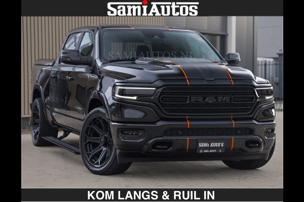 Dodge Ram BEAST | LIMITED 5.7 V8 HEMI | €69950,- excl | HUD | STRIPING | BREDE WIELEN | BLACK ON BLACK | LUCHTVERING | BOM VOL | DC | CREW CAB DUBBELE CABINE | 5 PERSOONS | GRIJSKENTEKEN |