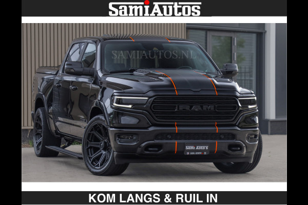 Dodge Ram BEAST | LIMITED 5.7 V8 HEMI | €69950,- excl | HUD | STRIPING | BREDE WIELEN | BLACK ON BLACK | LUCHTVERING | BOM VOL | DC | CREW CAB DUBBELE CABINE | 5 PERSOONS | GRIJSKENTEKEN |