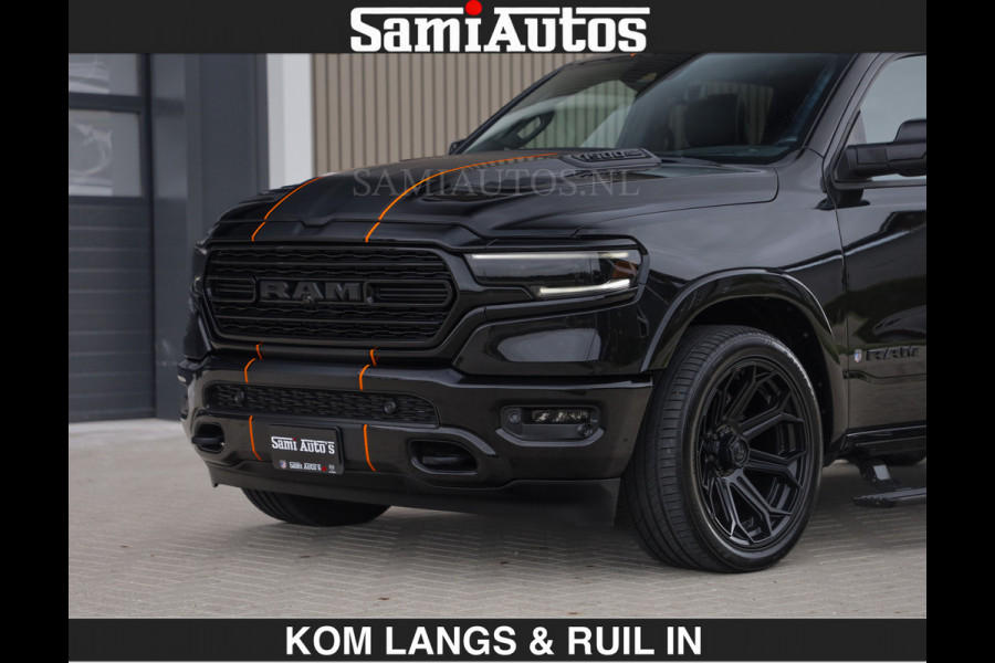 Dodge Ram BEAST | LIMITED 5.7 V8 HEMI | €69950,- excl | HUD | STRIPING | BREDE WIELEN | BLACK ON BLACK | LUCHTVERING | BOM VOL | DC | CREW CAB DUBBELE CABINE | 5 PERSOONS | GRIJSKENTEKEN |