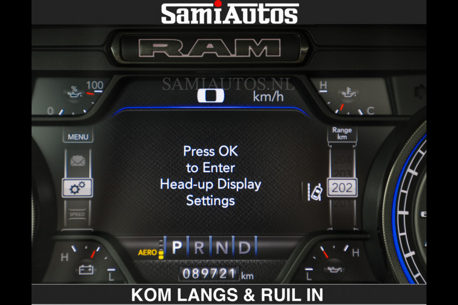 Dodge Ram BEAST | LIMITED 5.7 V8 HEMI | €69950,- excl | HUD | STRIPING | BREDE WIELEN | BLACK ON BLACK | LUCHTVERING | BOM VOL | DC | CREW CAB DUBBELE CABINE | 5 PERSOONS | GRIJSKENTEKEN |