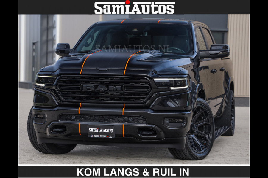 Dodge Ram BEAST | LIMITED 5.7 V8 HEMI | €69950,- excl | HUD | STRIPING | BREDE WIELEN | BLACK ON BLACK | LUCHTVERING | BOM VOL | DC | CREW CAB DUBBELE CABINE | 5 PERSOONS | GRIJSKENTEKEN |