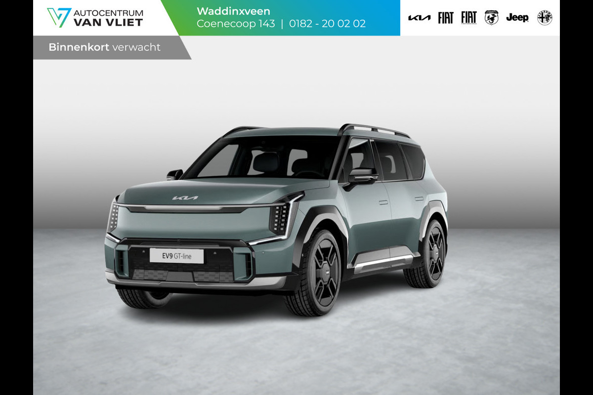 Kia EV9 GT-Line AWD 99.8 kWh | Levering uit voorraad | 7-Pers. | 21" | Head-Up | Stoel-/Stuurverwarming | Premium Audio | Schuif-/kanteldak | Adapt. Cruise | Navi | Unieke Matte Iceberg Green kleur
