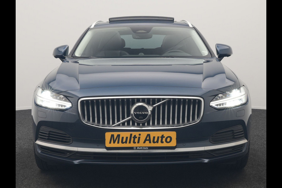 Volvo V90 T8 AWD Ultimate Bright LONG RANGE PHEV 350pk | Trekhaak Af Fabriek | Panodak | Adaptive Cruise | 360 Camera | Head Up | Lederen Sportstoelen Memory & Massage & Ventilatie | Bowers & Wilkins | Blis | Keyless | Stuur & Stoelen Verwarmd | Plug In Hybrid |