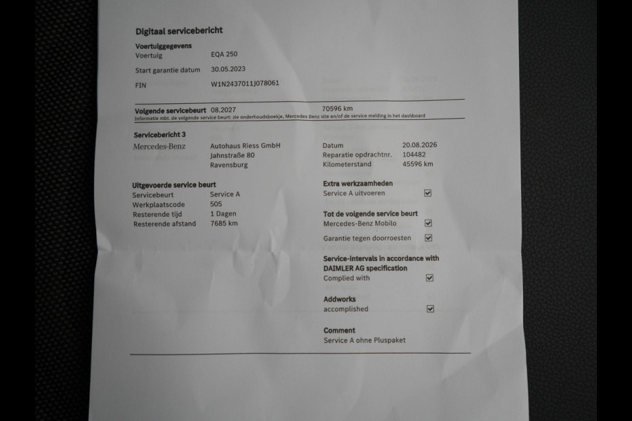 Mercedes-Benz EQA 250 Luxury Line 67 kWh 190pk Dealer O.H | Adaptive Cruise | MBUX Widescreen Navi |  Camera | Apple Carplay | Sportstoelen Verwarmd | Blis | Sfeerverlichting | DAB |  Navigatie | Virtual | 18"L.M