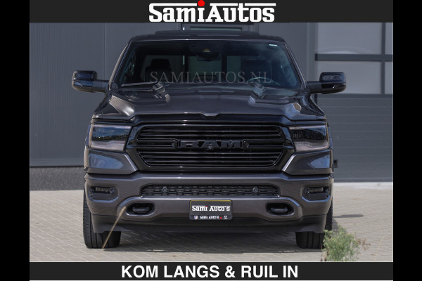 Dodge Ram SPORT | MEEST VOLLE RAM | €69950,- excl | 5.7 V8 HEMI | LUCHTVERING | HUD | MWK | PANO | VOL DIGI SCHERMEN | NIGHT EDITION | DUBBELE CABINE | 5 PERSOONS | DC | CREW CAB | TOP STAAT | KLEUR: GRANITE NIGHT EDITION GEWELDIGE KLEUR |