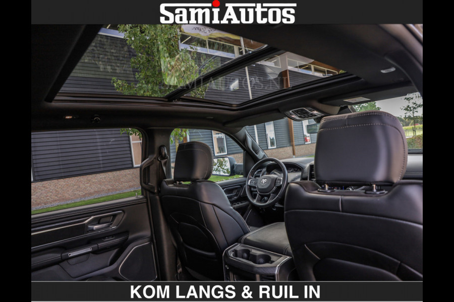 Dodge Ram SPORT | MEEST VOLLE RAM | €69950,- excl | 5.7 V8 HEMI | LUCHTVERING | HUD | MWK | PANO | VOL DIGI SCHERMEN | NIGHT EDITION | DUBBELE CABINE | 5 PERSOONS | DC | CREW CAB | TOP STAAT | KLEUR: GRANITE NIGHT EDITION GEWELDIGE KLEUR |