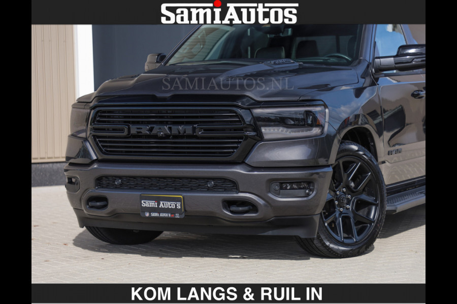 Dodge Ram SPORT | MEEST VOLLE RAM | €69950,- excl | 5.7 V8 HEMI | LUCHTVERING | HUD | MWK | PANO | VOL DIGI SCHERMEN | NIGHT EDITION | DUBBELE CABINE | 5 PERSOONS | DC | CREW CAB | TOP STAAT | KLEUR: GRANITE NIGHT EDITION GEWELDIGE KLEUR |