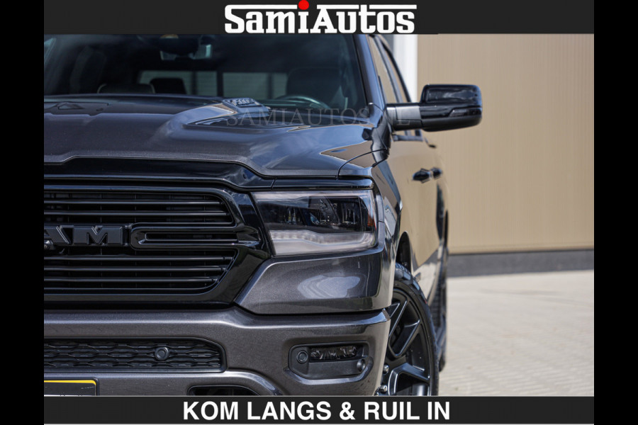 Dodge Ram SPORT | MEEST VOLLE RAM | €69950,- excl | 5.7 V8 HEMI | LUCHTVERING | HUD | MWK | PANO | VOL DIGI SCHERMEN | NIGHT EDITION | DUBBELE CABINE | 5 PERSOONS | DC | CREW CAB | TOP STAAT | KLEUR: GRANITE NIGHT EDITION GEWELDIGE KLEUR |