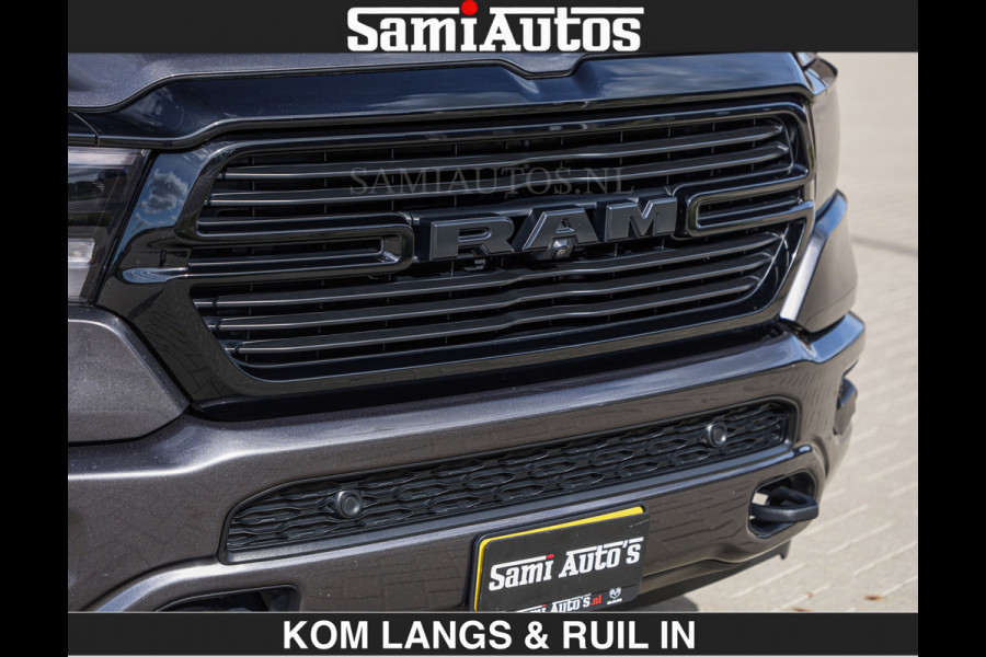 Dodge Ram SPORT | MEEST VOLLE RAM | €69950,- excl | 5.7 V8 HEMI | LUCHTVERING | HUD | MWK | PANO | VOL DIGI SCHERMEN | NIGHT EDITION | DUBBELE CABINE | 5 PERSOONS | DC | CREW CAB | TOP STAAT | KLEUR: GRANITE NIGHT EDITION GEWELDIGE KLEUR |
