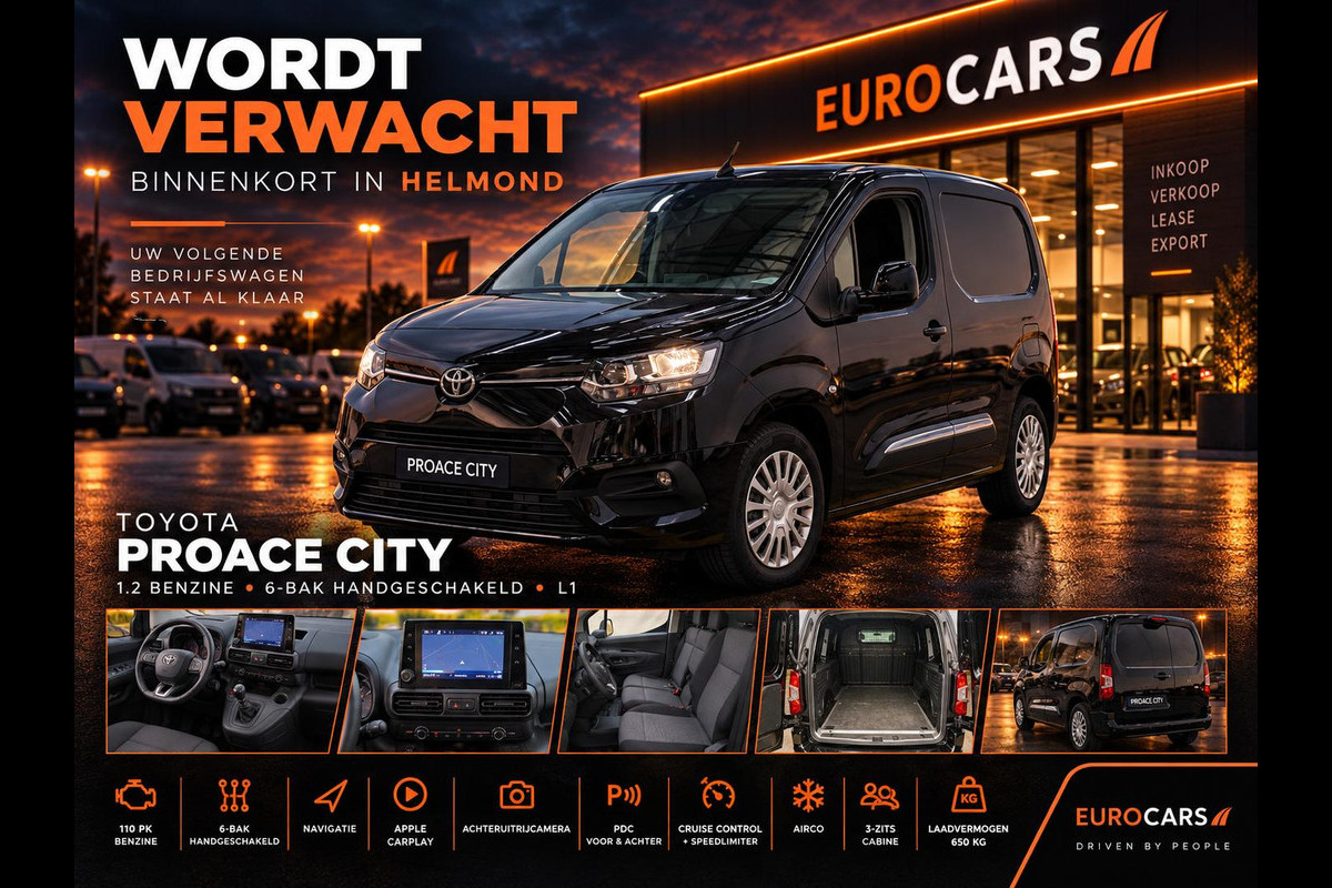 Toyota PROACE CITY 1.2 Turbo Live Navi Carplay Camera PDC V+A Cruise Control Airco 3-Zits Keyless