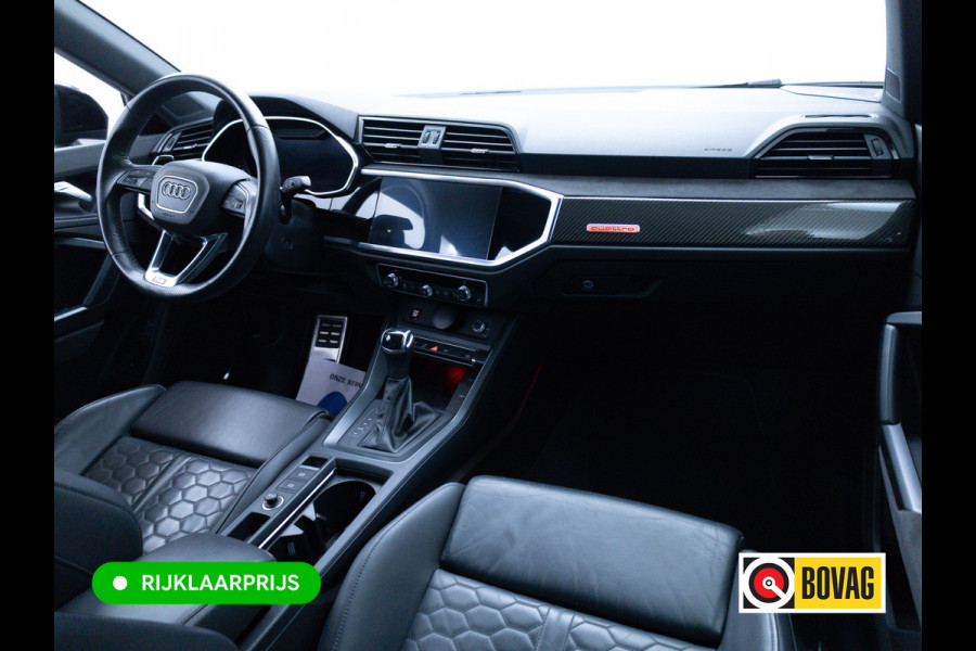 Audi RS Q3 Sportback RSQ3 2.5 TFSI Quattro | Ruitjesleer | Panoramadak | Adaptive cruise | Wegklapbare trekhaak | Sonos | Navigatie El.verstelbare stoelen met stoelverwarming, Carplay/Android auto, 360 camera, Electrische achterklep