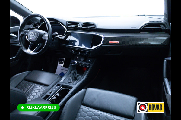 Audi RS Q3 Sportback RSQ3 2.5 TFSI Quattro | Ruitjesleer | Panoramadak | Adaptive cruise | Wegklapbare trekhaak | Sonos | Navigatie El.verstelbare stoelen met stoelverwarming, Carplay/Android auto, 360 camera, Electrische achterklep