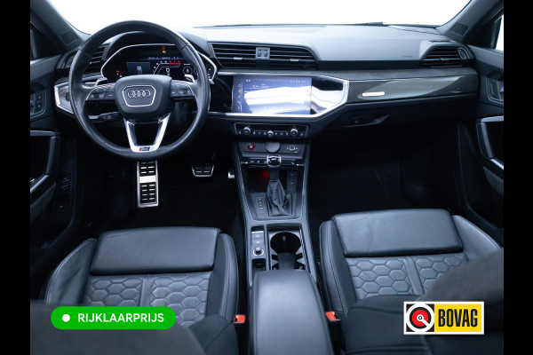 Audi RS Q3 Sportback RSQ3 2.5 TFSI Quattro | Ruitjesleer | Panoramadak | Adaptive cruise | Wegklapbare trekhaak | Sonos | Navigatie El.verstelbare stoelen met stoelverwarming, Carplay/Android auto, 360 camera, Electrische achterklep