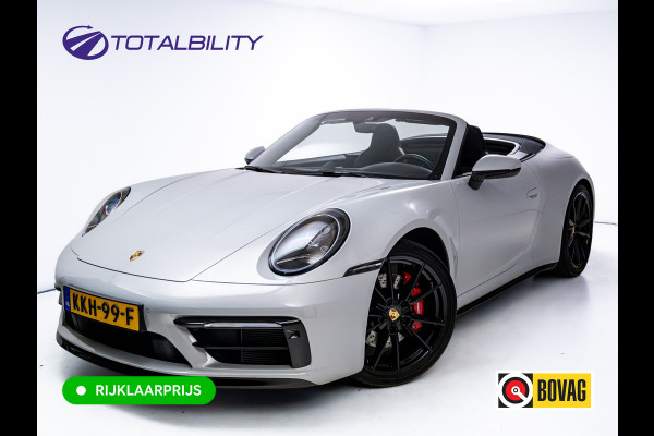 Porsche 911 Cabrio 3.0 Carrera S 451 PK | Sportdesign zwart | Sportuitlaat | Sport Chrono | Stoel verw. & ventilatie | Porsche approved gara Stuurbekr. plus, PASM, PTV Plus, Kl. 3 & 5 alarm, Sportstoelen plus, Ambienteverl., Leer pakket, Ijsgrijs metallic