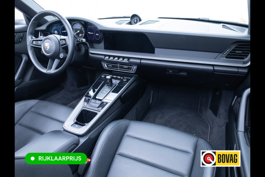 Porsche 911 Cabrio 3.0 Carrera S 451 PK | Sportdesign zwart | Sportuitlaat | Sport Chrono | Stoel verw. & ventilatie | Porsche approved gara Stuurbekr. plus, PASM, PTV Plus, Kl. 3 & 5 alarm, Sportstoelen plus, Ambienteverl., Leer pakket, Ijsgrijs metallic