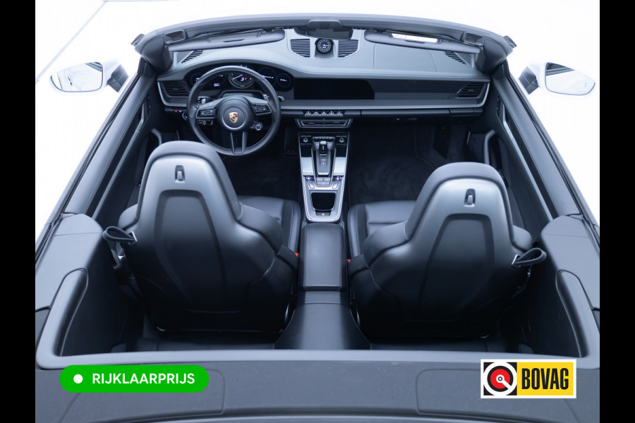 Porsche 911 Cabrio 3.0 Carrera S 451 PK | Sportdesign zwart | Sportuitlaat | Sport Chrono | Stoel verw. & ventilatie | Porsche approved gara Stuurbekr. plus, PASM, PTV Plus, Kl. 3 & 5 alarm, Sportstoelen plus, Ambienteverl., Leer pakket, Ijsgrijs metallic