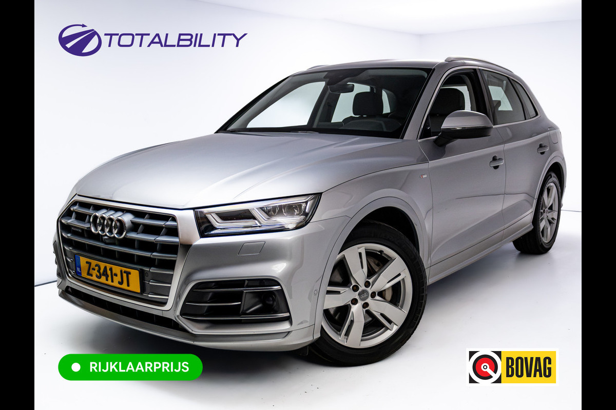 Audi Q5 50 TFSI e Quattro S-Line | Luchtvering | Elec. trekhaak | Adaptieve cruise | Memory stoel | 360 Camera | Elec. achterklep | Navigatie, DAB, Stoelverwarming, Parkeerassistent, PDC V+A