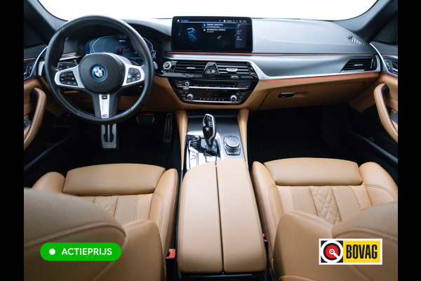 BMW 5 Serie BMW 545e xDrive M-Sport 394PK | 6-CIL. | SCHUIFDAK | TREKHAAK | 360° | ACC | STOEL- & STUURVERW | Adaptieve Cruise, Lederen bekleding, Comfortstoelen, Electrische verstelbare voorstoelen
