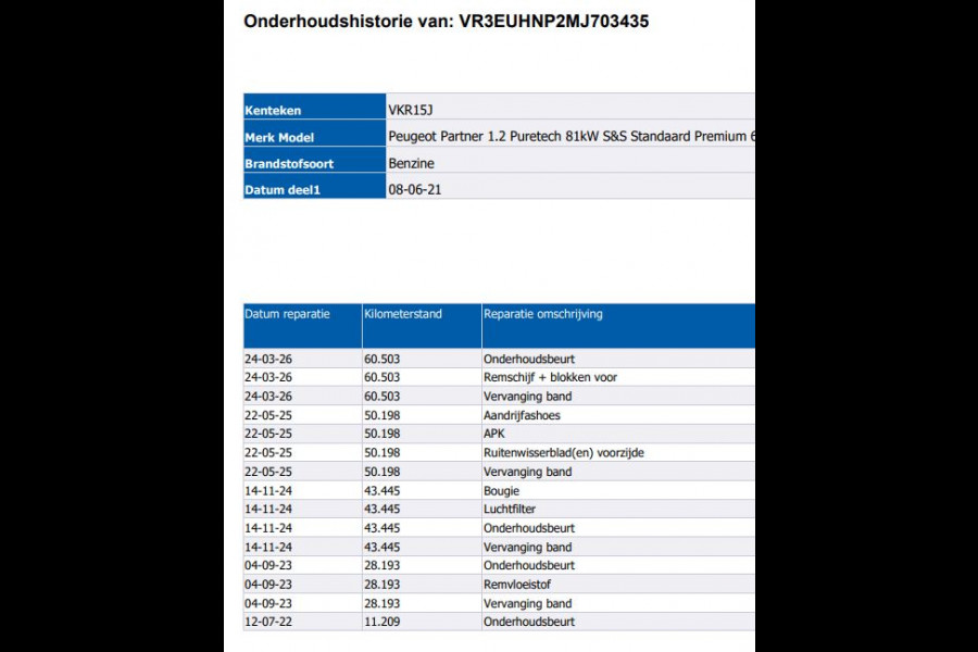 Peugeot Partner 1.2 Benzine 111PK Euro6 Premium / Airco / Navigatie / Cruise-ctr. / Schuifdeur + Raam / Radio multimedia / Apk 06-2027