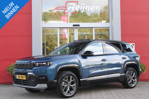 Jeep Compass 1.2 145PK e-Hybrid FIRST EDITION | PANORAMADAK: TWEEDELIG PANORAMISCH SCHUIF-/KANTELDAK | PREMIUM PACK: FOCAL PREMIUM AUDIO/STOELMASSAGE VÓÓR/STOELVENTILATIE VÓÓR/ELEKTRISCH VERSTELBARE VOORSTOELEN MET GEHEUGENFUNCTIE/GLANZEND ZWART GESPOTEN BUMPERS | CONVENIENCE PACK: 360° CAMERA /PARKEERSENSOREN VÓÓR, ACHTER & ZIJDELINGS/BLIND SPOT MONITORING/PEDAALVERWARMINGSPREVENTIE | PACIFIC BLUE | LED MATRIX KOPLAMPEN | 18" LICHTMETALEN VELGEN | VERLICHTE 7-SLEUFS GRILL | PRIVACY GLASS | STOEL/STUUR VERWARMING | VERWARMBARE VOORRUITRAND |SFEERVERLICHTING | ELEKTRISCH BEDIENBARE