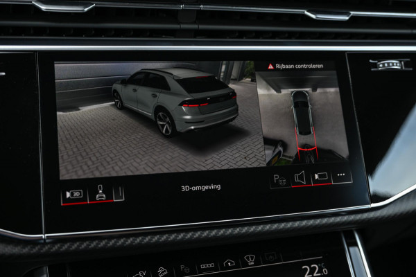 Audi Q8 E-Hybrid Quattro 360KW Competition Plus | Panoramadak | 5 Jr Garantie | Alcantara Hemelbekleding | Carbon Inleg | Stoelmassage + Ventilatie | Achterasbesturing | 360 Camera | B&O Sound | HUD | OLED | Soft Close | Ambiance Interieur |