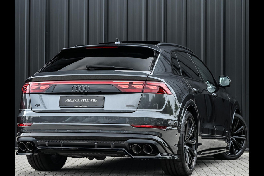 Audi Q8 E-Hybrid Quattro 360KW Competition Plus | Panoramadak | 5 Jr Garantie | Alcantara Hemelbekleding | Carbon Inleg | Stoelmassage + Ventilatie | Achterasbesturing | 360 Camera | B&O Sound | HUD | OLED | Soft Close | Ambiance Interieur |