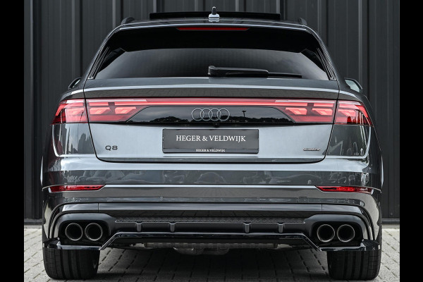 Audi Q8 E-Hybrid Quattro 360KW Competition Plus | Panoramadak | 5 Jr Garantie | Alcantara Hemelbekleding | Carbon Inleg | Stoelmassage + Ventilatie | Achterasbesturing | 360 Camera | B&O Sound | HUD | OLED | Soft Close | Ambiance Interieur |