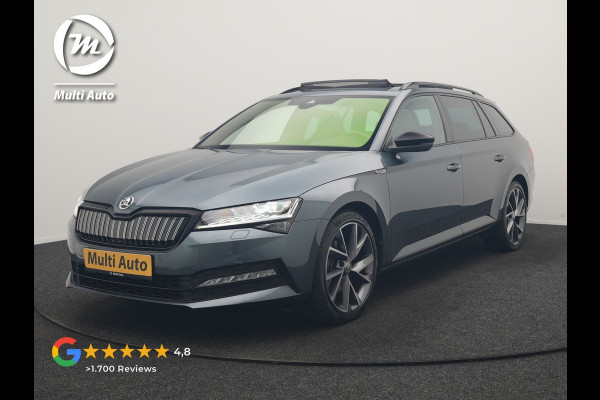 Škoda Superb Combi 1.4 TSI iV Sportline Business PHEV 218pk Dealer O.H. | Trekhaak Af Fabriek | Panodak | Adaptive Cruise | 360 Camera | Alcantara Sportstoelen Memory & Verwarmd | Stuur Verwarmd | Blis | Keyless | Crystal LED | Sfeerverlichting | Apple Carplay |  Plug In Hybrid |
