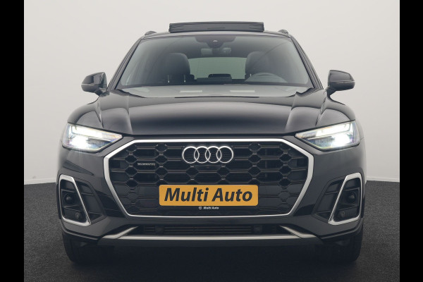 Audi Q5 50 TFSI e 2x S Line PHEV 300pk Dealer O.H. | Panodak | 360 Camera | Head Up | Lederen Sportstoelen Verwarmd | Keyless | Apple Carplay | Cruise Control | Virtual Cockpit | Navigatie | DAB | 19"L.M | Plug In Hybrid |
