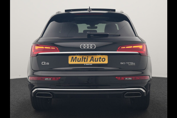 Audi Q5 50 TFSI e 2x S Line PHEV 300pk Dealer O.H. | Panodak | 360 Camera | Head Up | Lederen Sportstoelen Verwarmd | Keyless | Apple Carplay | Cruise Control | Virtual Cockpit | Navigatie | DAB | 19"L.M | Plug In Hybrid |