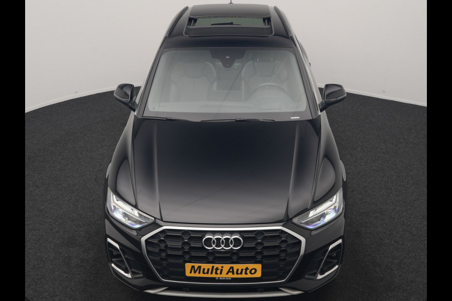 Audi Q5 50 TFSI e 2x S Line PHEV 300pk Dealer O.H. | Panodak | 360 Camera | Head Up | Lederen Sportstoelen Verwarmd | Keyless | Apple Carplay | Cruise Control | Virtual Cockpit | Navigatie | DAB | 19"L.M | Plug In Hybrid |
