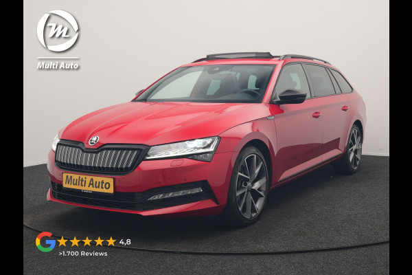 Škoda Superb Combi 1.4 TSI iV Sportline Business PHEV 218pk Dealer O.H. | Trekhaak Af Fabriek | Panodak | Adaptive Cruise | Camera | Canton Audio | Alcantara Sportstoelen Memory & Verwarmd | Stuur Verwarmd | Sfeerverlichting | Keyless | BLIS | Crystal LED | Plug In Hybrid |