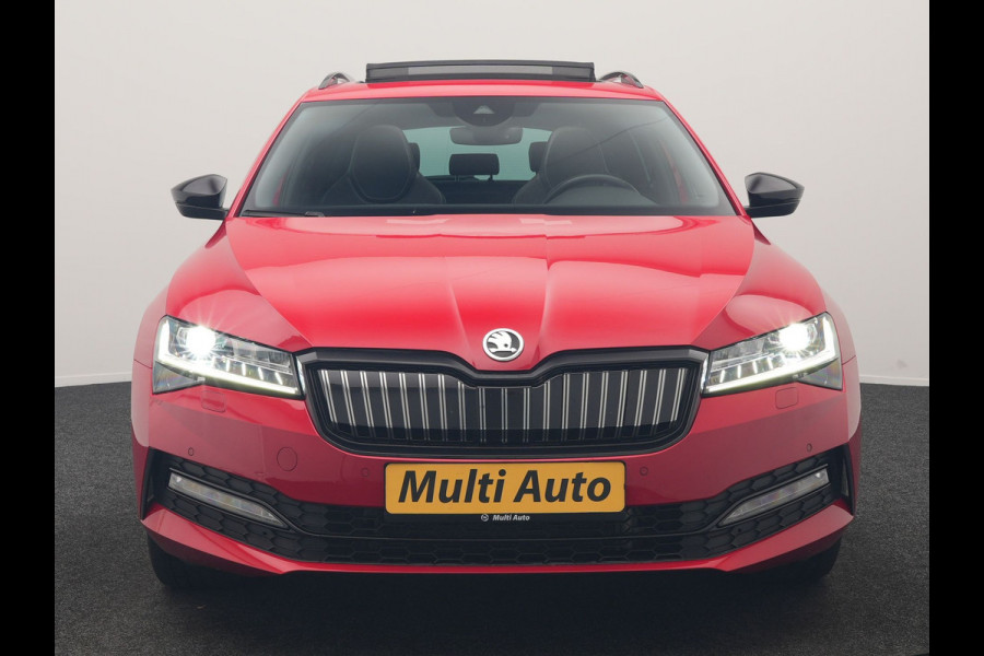 Škoda Superb Combi 1.4 TSI iV Sportline Business PHEV 218pk Dealer O.H. | Trekhaak Af Fabriek | Panodak | Adaptive Cruise | Camera | Canton Audio | Alcantara Sportstoelen Memory & Verwarmd | Stuur Verwarmd | Sfeerverlichting | Keyless | BLIS | Crystal LED | Plug In Hybrid |